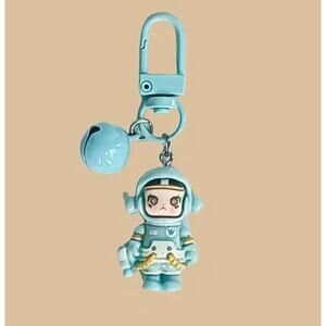 Skull Panda Phone Charm Keychain - Baby Blue
